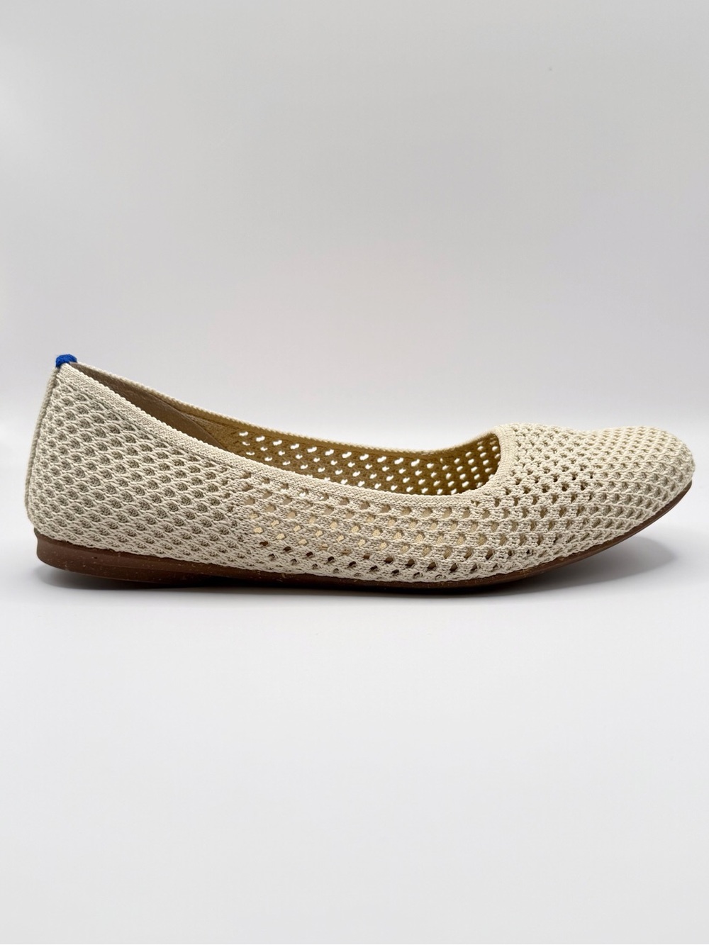 Rothy's The Max Square Off White Mesh Ballet Flats Ivory Perforated Knit Shoes 8 - Picture 3 of 14